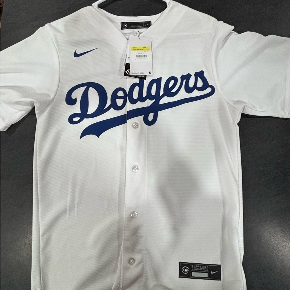 Nike White and Blue Dodgers Jersey